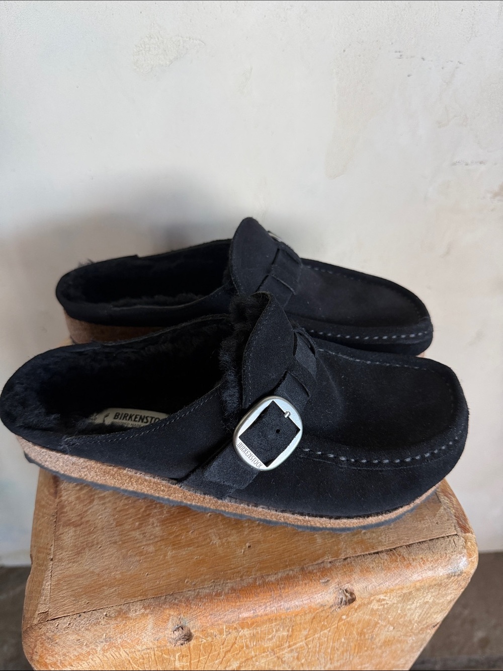 Birkenstock Buckley Black Clog shearling suede - Picture 2 of 5